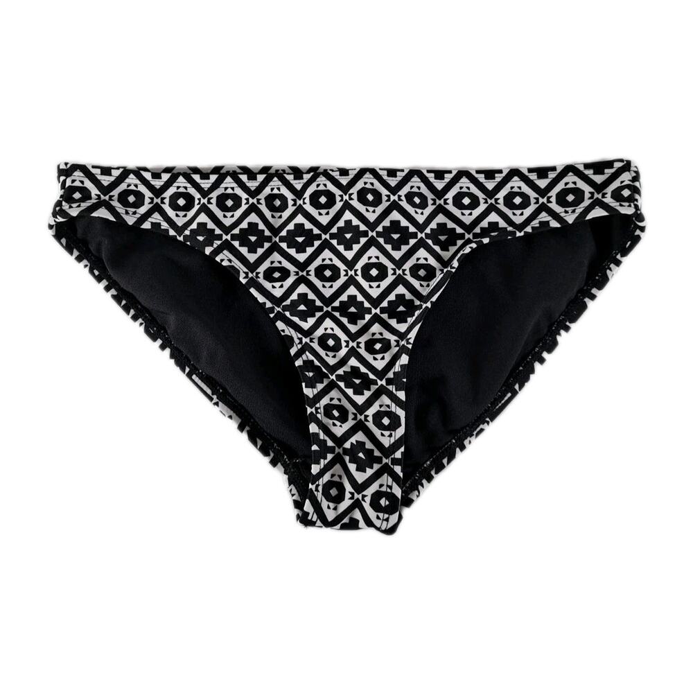 Ocean Pacific OP Bikini Swim Bottom Womens M Black White Tribal Print Boho Beach